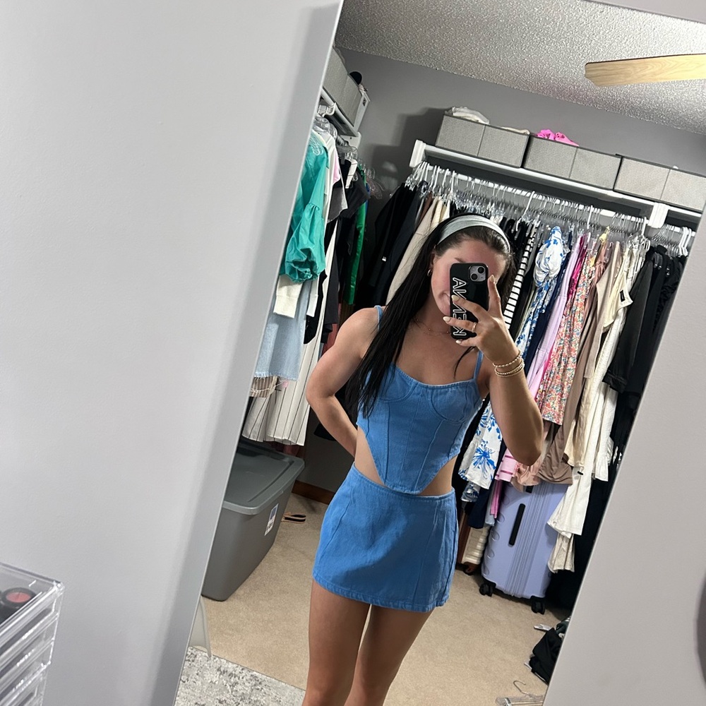Stylish Blue Cutout Dress